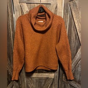 Warm Cowl Neck Sweater in Rust